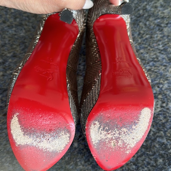 Christian Louboutin art deco silver/gold pumps size 38 (8) - Picture 4 of 4
